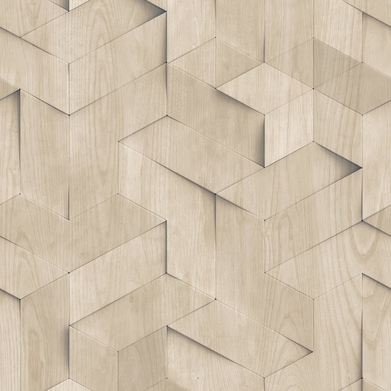 Designs Direct Woodblock Geometric Illusion Wallpaper